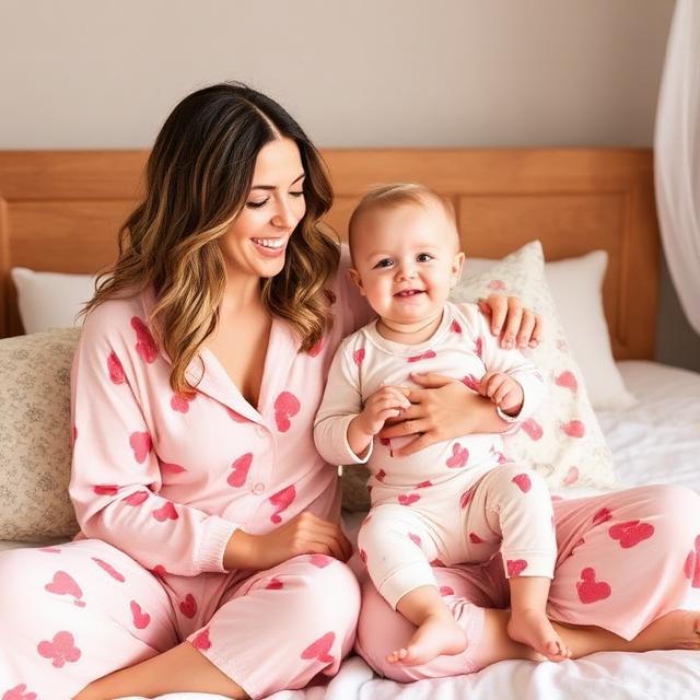 the mother is happy with her baby