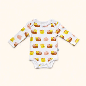 The Wee Bean Organic Cotton Long Sleeve Baby Onesie in Dim Sum