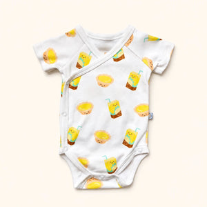 The Wee Bean Organic Cotton Short Sleeve Baby Onesie in Vita Lemon Tea and Egg Tart