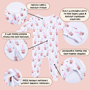 Bamboo Convertible Zip Romper - Boba Bamboo Sleepwear - The Wee Bean