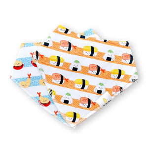 Organic Cotton Bandana Bibs 2pcs Set - Takoyaki + Taiyaki Bibs - The Wee Bean