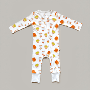 Bamboo Convertible Zip Romper - Cha Chaan Teng Bamboo Sleepwear - The Wee Bean