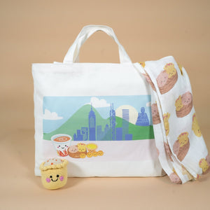 The Ultimate Carry - All Canvas Tote Bag - HK Skyline Boy - The Wee Bean