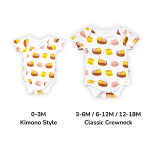 The Wee Bean - Organic Cotton Baby Onesie - Dim Sum - Size Style Chart