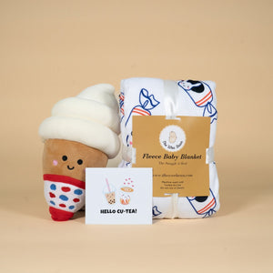 the wee bean Ice Cream bunny candy snuggles gift set with ice cream plushie, rabbit candy minky fleece blanket in gift set