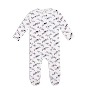 the wee bean bunny rabbit candy bamboo zip romper sleepwear with footie and foldable mitts