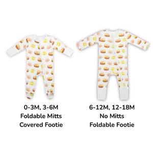 the wee bean dim sum bamboo convertible romper with foldable features sizing