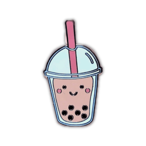 the wee bean pink boba tea pin