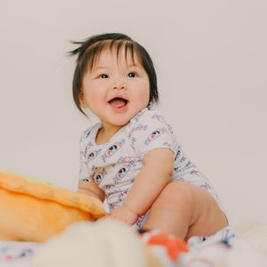 cute baby in bunny candy onesie