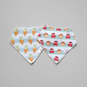the wee bean bib set in takoyaki and taiyaki