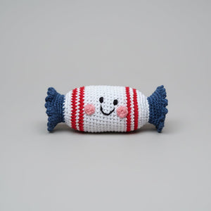 the wee bean white rabbit bunny candy organic cotton yarn rattle doll