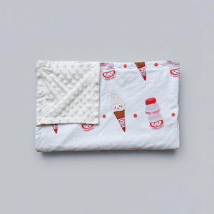 the wee bean super soft baby minky fleece blanket with yakult mr softee ice cream print folded up