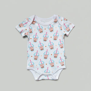the wee bean organic cotton baby onesie clothing romper bodysuit boba bubble tea