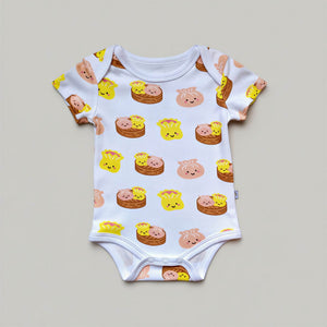 the wee bean organic cotton bodysuit onesie romper in dim sum hargow siumai