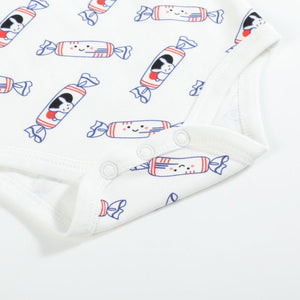 the wee bean organic cotton super soft onesie bodysuit in white rabbit bunny candy snap buttons