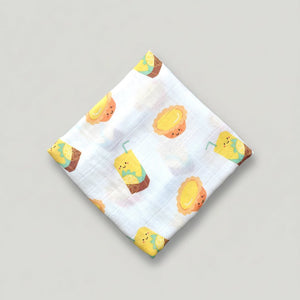 the wee bean super soft and extra large size organic cotton and bamboo swaddle in vita lemon tea and egg tart