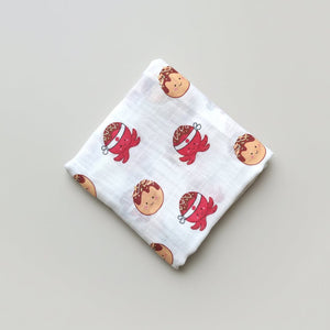 the wee bean natural bamboo and organic cotton swaddle super soft in taste of Japan takoyaki octopus balls