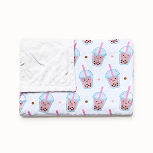 Boba minky fleece blanket product shot the wee bean folded up