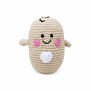 the wee bean handmade organic cotton yarn crochet rattle doll in Bean