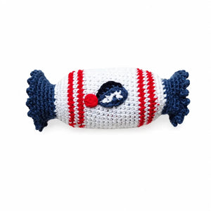 the wee bean white rabbit bunny candy organic cotton yarn rattle doll back view