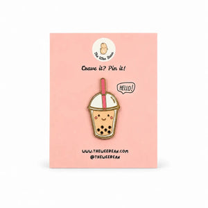 the wee bean pink boba tea pin