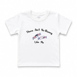 the wee bean organic cotton kids toddler tee in rabbit candy there ain't no bunny like me
