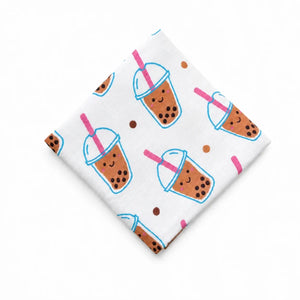 the wee bean organic bamboo and cotton blend swaddle blanket in boba tea