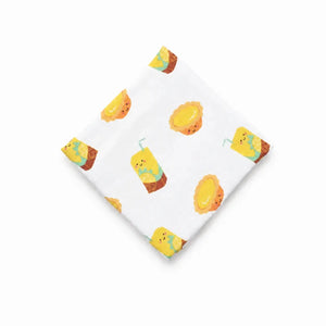 the wee bean organic cotton and bamboo muslin swaddle blanket in egg tart and lemon tea