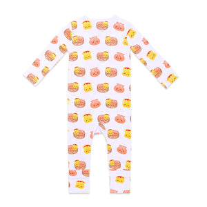 the wee bean organic cotton and bamboo blend reversible zipper footed footie romper in dim sum hong kong