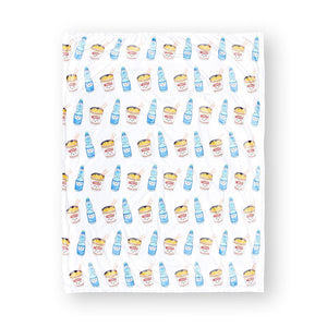 the wee bean minky fleece blanket in cup noodle and ramune soda 