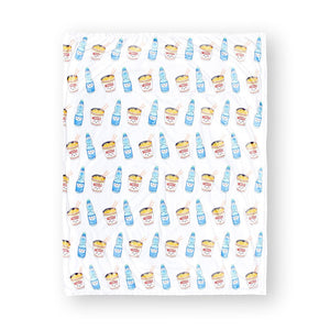 the wee bean minky fleece blanket in cup noodle and ramune soda