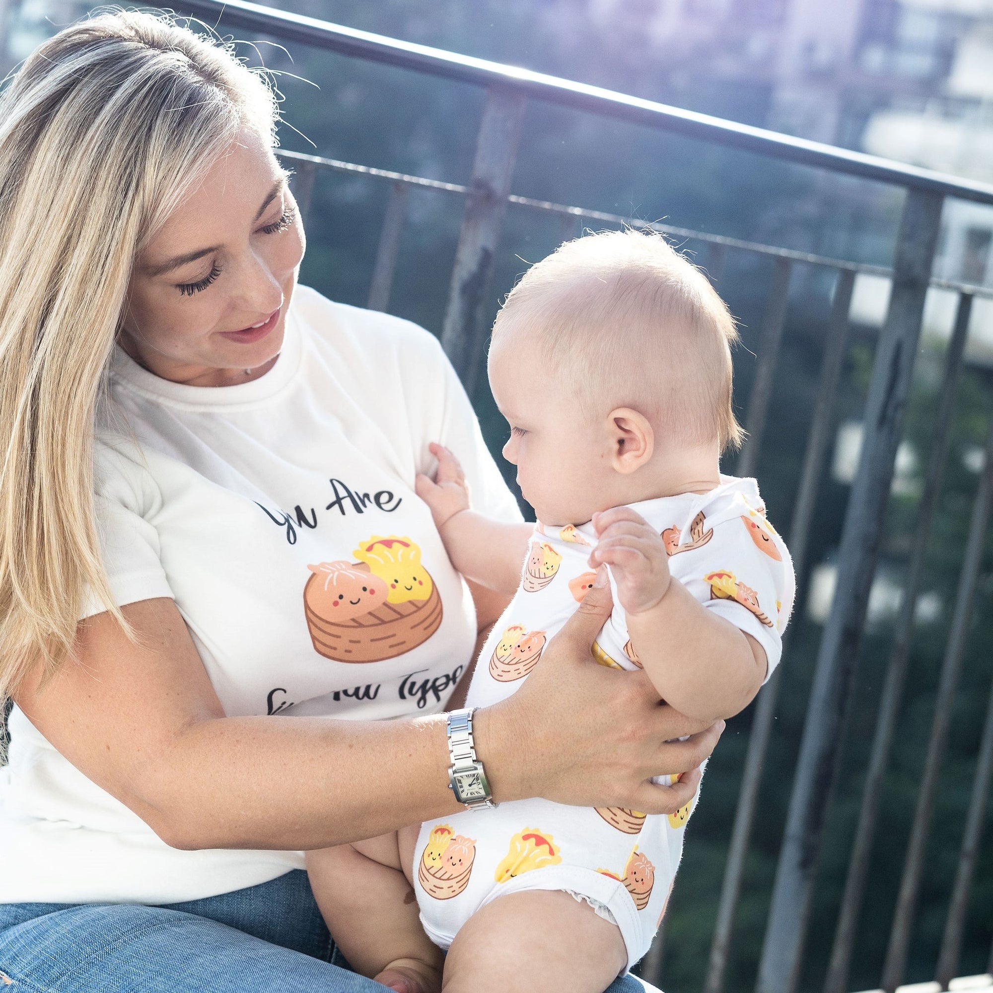 the wee bean organic cotton t-shirt tee adult womens teen mommy and me matching and baby onesie in dim sum little dumpling