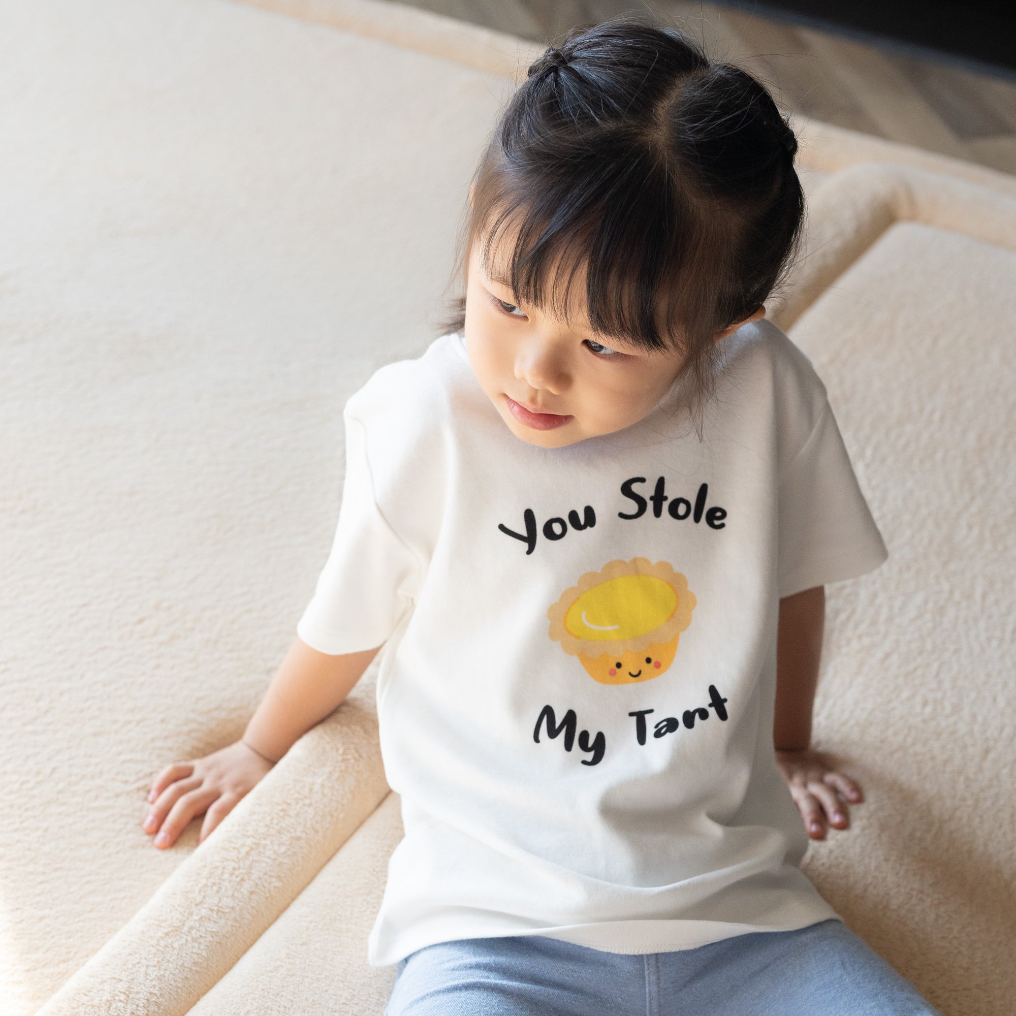 the wee bean organic cotton kids toddler tee t-shirt in egg tart