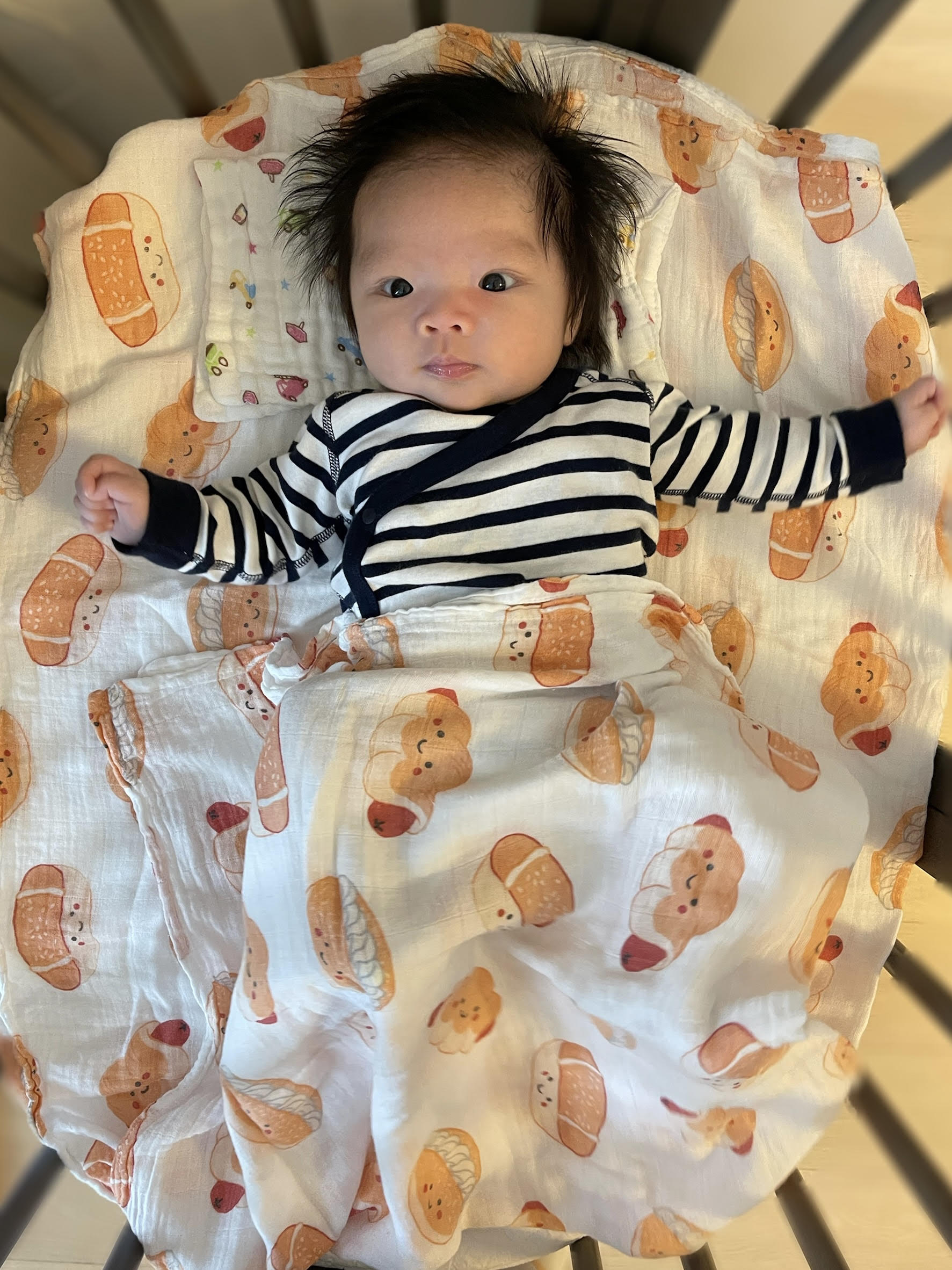 June bean of the month ohanna wrapped in Bakery buns swaddle