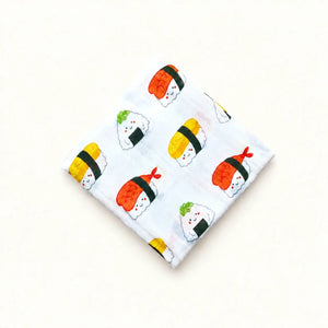 the wee bean organic cotton bamboo super soft swaddle in sushi and onigiri