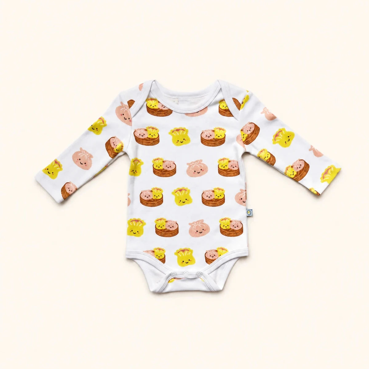 The Wee Bean Organic Cotton Long Sleeve Baby Onesie in Dim Sum
