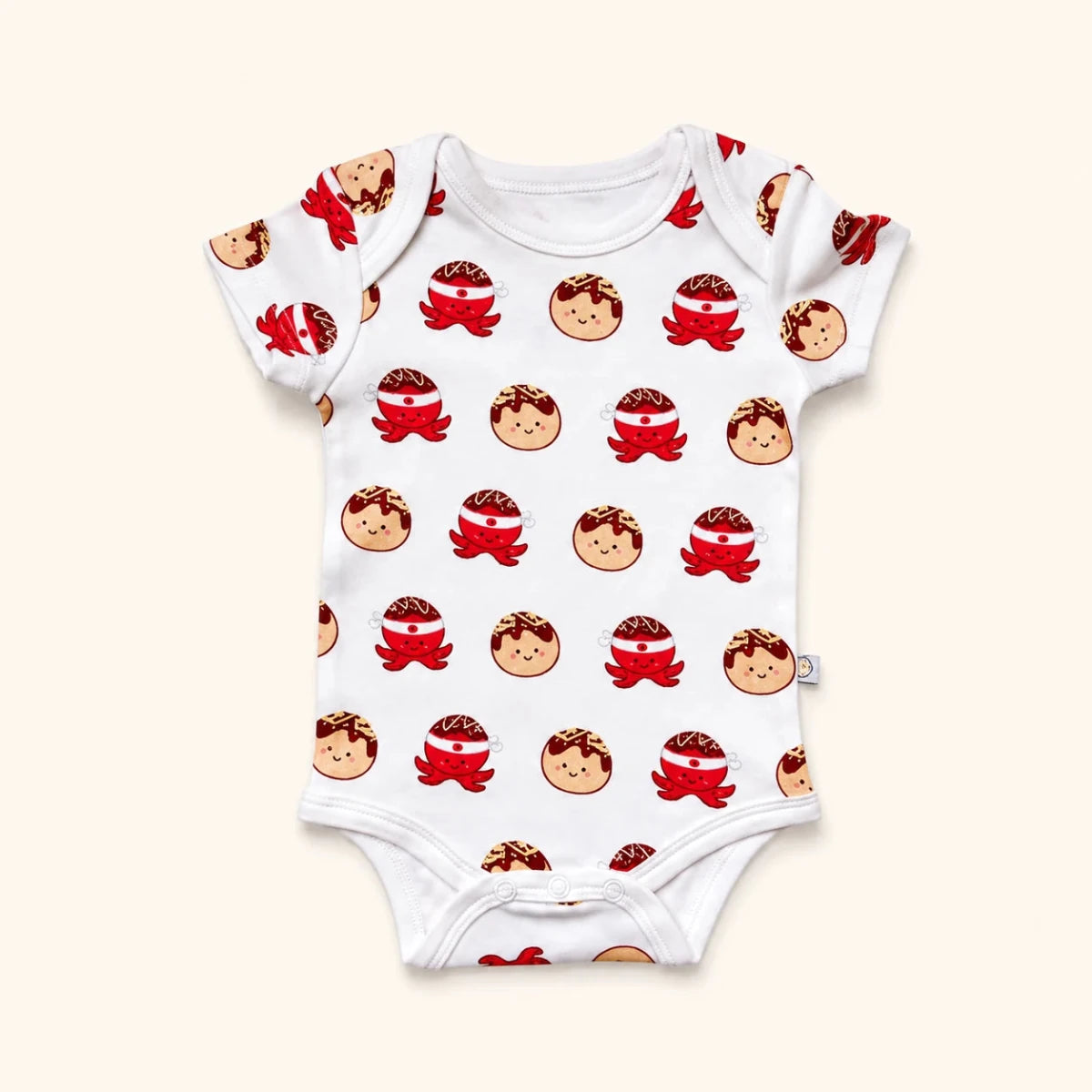 The Wee Bean Organic Cotton Short Sleeve Baby Onesie in Takoyaki