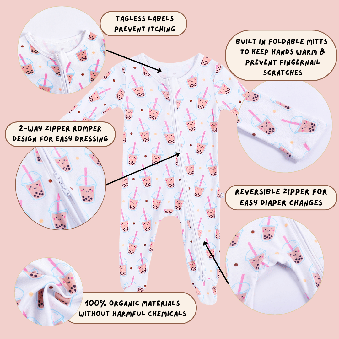 Bamboo Convertible Zip Romper - Boba Bamboo Sleepwear - The Wee Bean