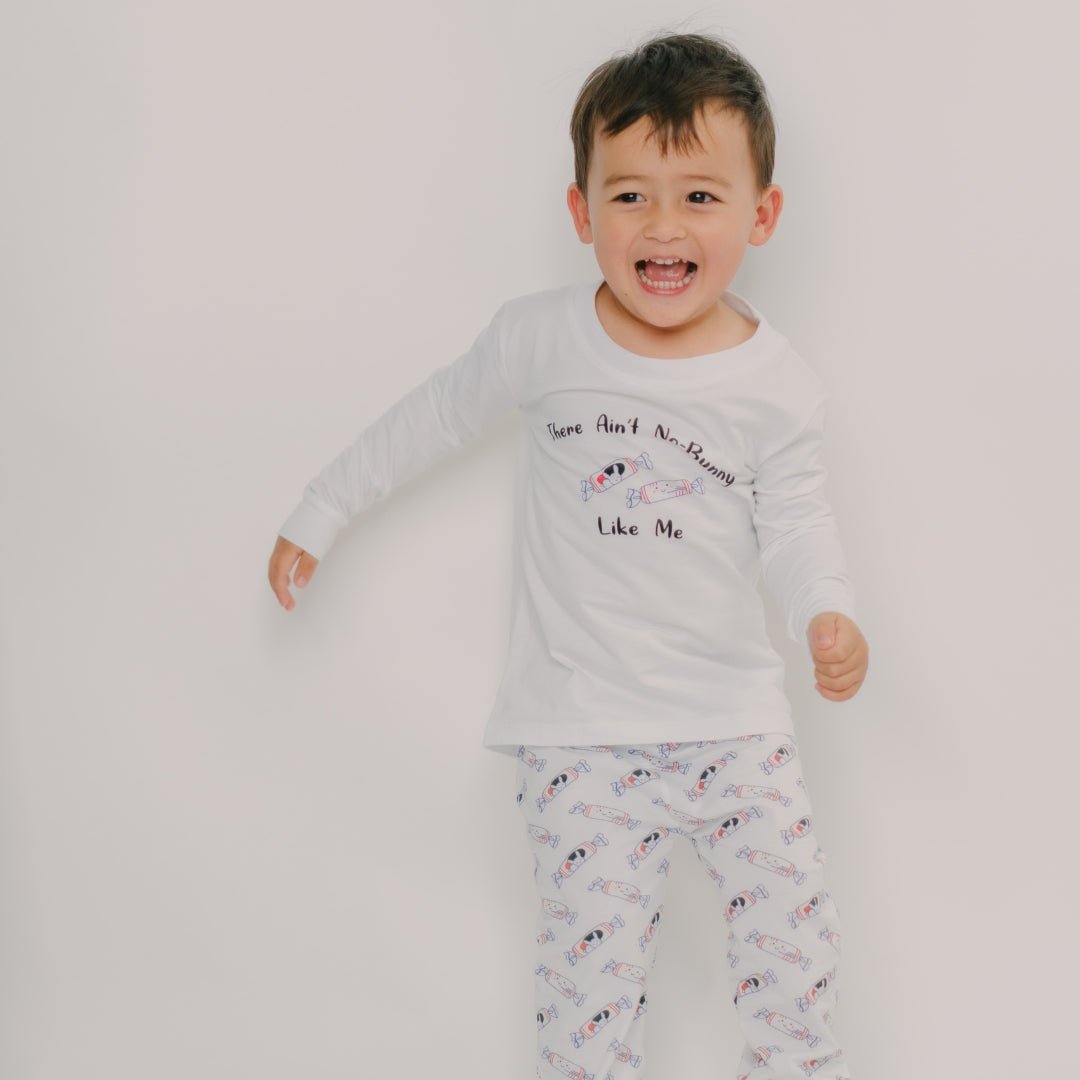 the wee bean bamboo organic cotton toddler kids pajamas in Rabbit Bunny Candy