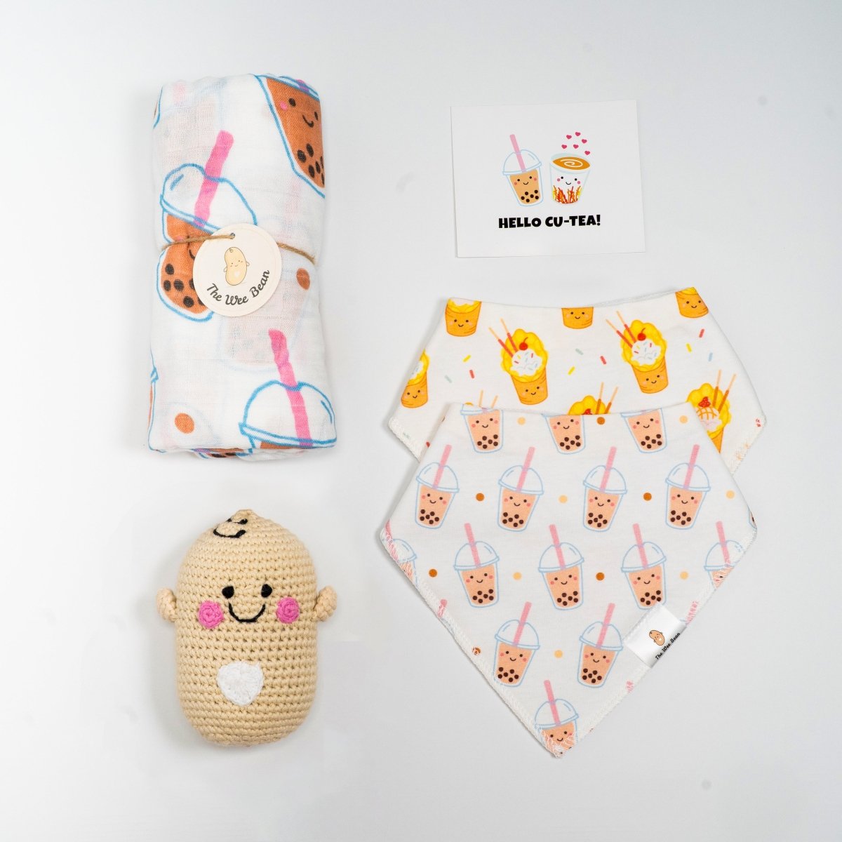 the wee bean organic essentials gift set in boba