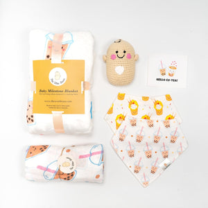boba bubble tea baby organic swaddle milestone blanket fair trade boba bubble tea doll newborn gift set the wee bean