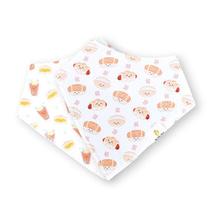 Organic Cotton Bandana Bibs 2pcs Set - Takoyaki + Taiyaki Bibs - The Wee Bean