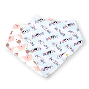 Organic Cotton Bandana Bibs 2pcs Set - Takoyaki + Taiyaki Bibs - The Wee Bean