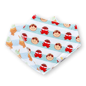 Organic Cotton Bandana Bibs 2pcs Set - Bunny Candy + Ice Cream Bibs - The Wee Bean