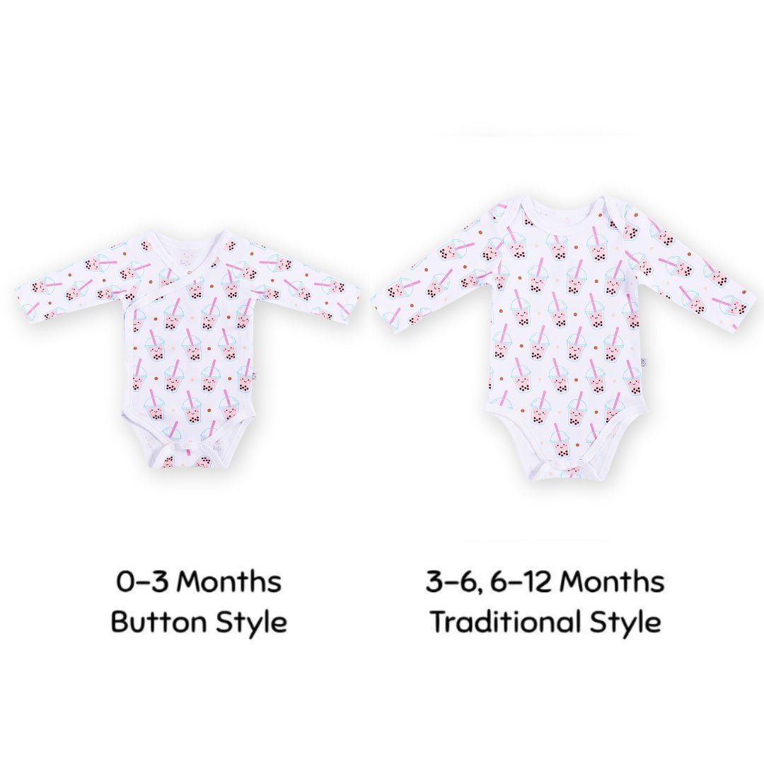 Organic Cotton Long Sleeve Baby Onesie - Boba Boba Collection - The Wee Bean
