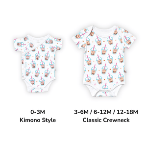 The Wee Bean - Organic Cotton Baby Onesie - Boba - Size Style Chart