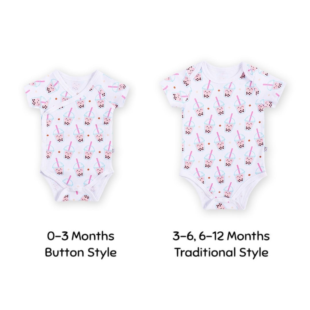 the wee bean organic cotton bodysuit onesie  romper in boba bubble tea