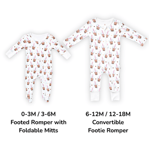The Wee Bean - Bamboo Convertible Romper - Boba - Size Style Chart