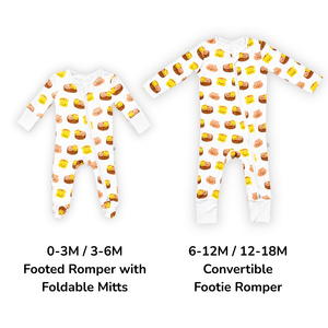 The Wee Bean - Bamboo Convertible Romper - Dim Sum - Size Style Chart
