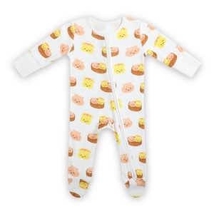 Bamboo Convertible Zip Romper - Dim Sum Bamboo Sleepwear - The Wee Bean